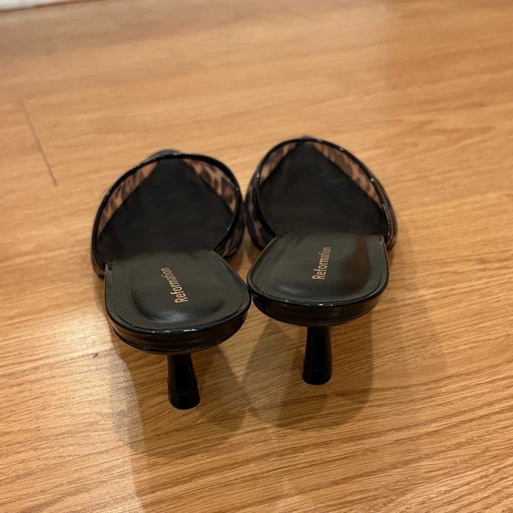 Reformation Black and Brown Leopard Heels - Picture 2 of 4